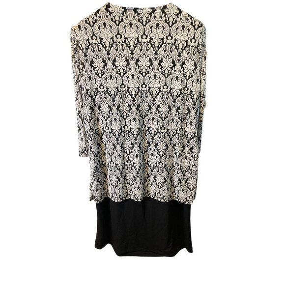 Mackenzie & James Black Black Sheath Dress White Open Cardigan Sz 1X - Picture 2 of 7